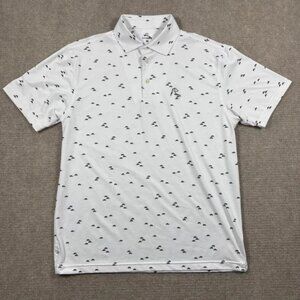 Rhoback White Armadillo AOP Texas Flag Performance Polo Men's Size Medium EUC